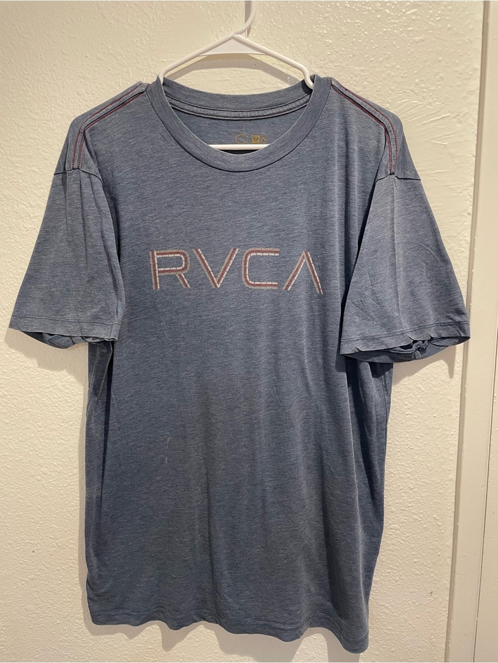 RVCA Mens T Shirt Slate Blue Screen Print Logo Crew Neck Short Sleeve Skate Tee